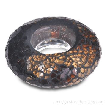 Round Mosaic Glass Candle Holder with 105mm Top/Bottom Diameter and 45mm Height